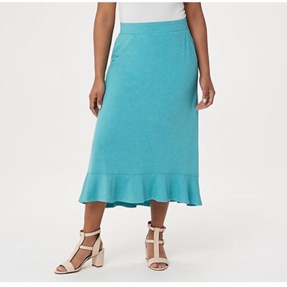 LOGO by Lori Goldstein Skirt with Flounce Hem, SML - Picture 1 of 5